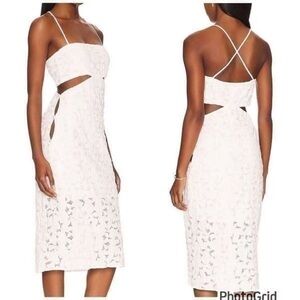 NWT LPA white lace dress with cut outs and pearl like buttons on side